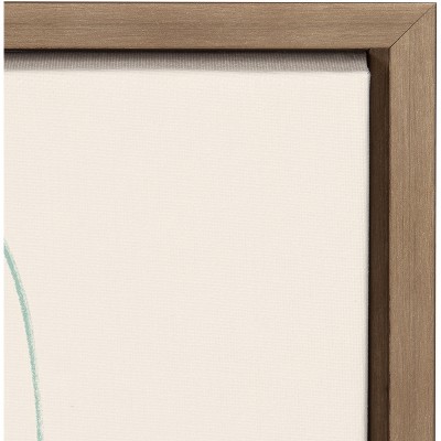 Large Green and Beige Lotus Garden Canvas Print with Polystyrene Frame