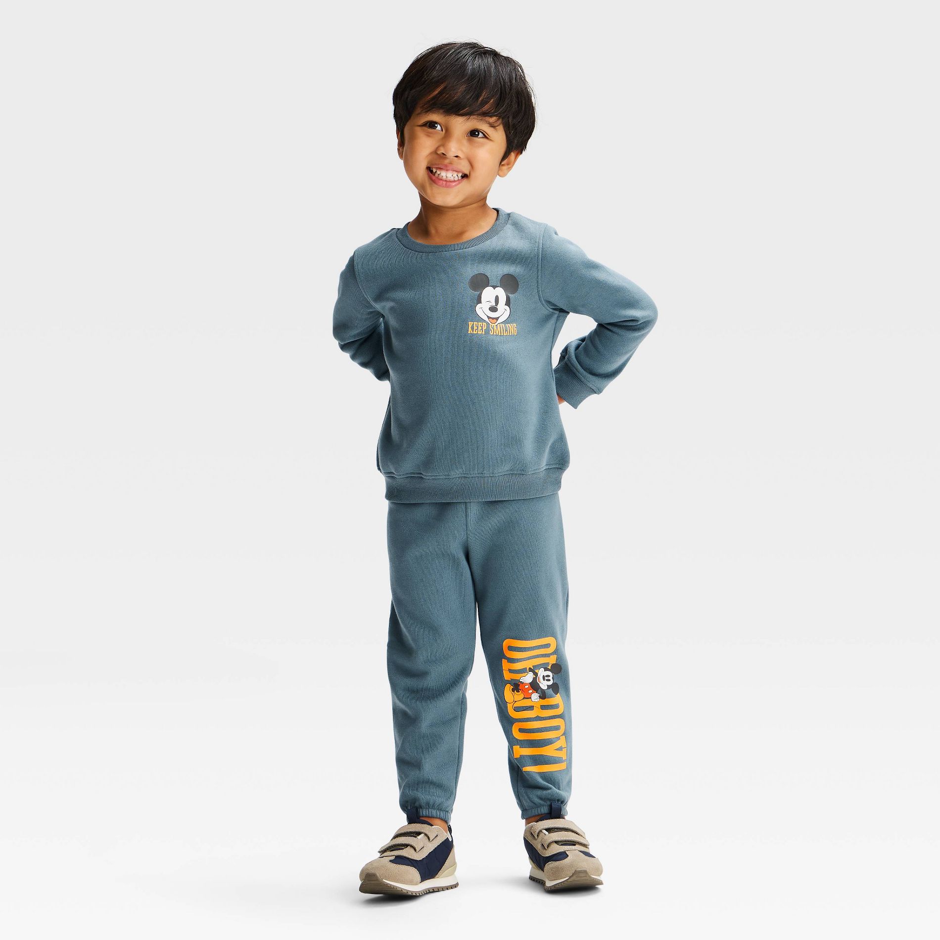Toddler Boys' 2pc Disney Mickey Mouse "Oh Boy" Sweatshirt and Pants Set - Blue