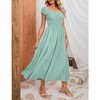 Whizmax Women's Summer Dress Casual Round Neck Short Sleeve Smocked High Waist Maxi Dress with Pockets - 4 of 4