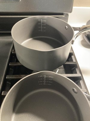 12pc Aluminum Nonstick Hard Adonized Cookware Set Dark Gray - Figmint™