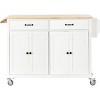 Multi-Functional Kitchen Island Cart with 2 Drawers, 4 Doors, Spice Racks & 5 Wheels, Rolling Storage Cabinet for Kitchen or Dining – The Pop Home - 4 of 4