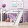 Twin Size Low Loft Bed with Slide, Ladder, Safety Guardrails and Rubber Wood Frame, Gray/White/White Oak-ModernLuxe - 2 of 4