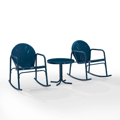 Griffith 3pc Outdoor Rocking Chair Set - Navy - Crosley