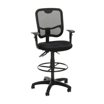 Comfort Series Ergonomic Mesh Mid-Back Swivel Task Chair with Arms and Drafting Kit Black - OFM