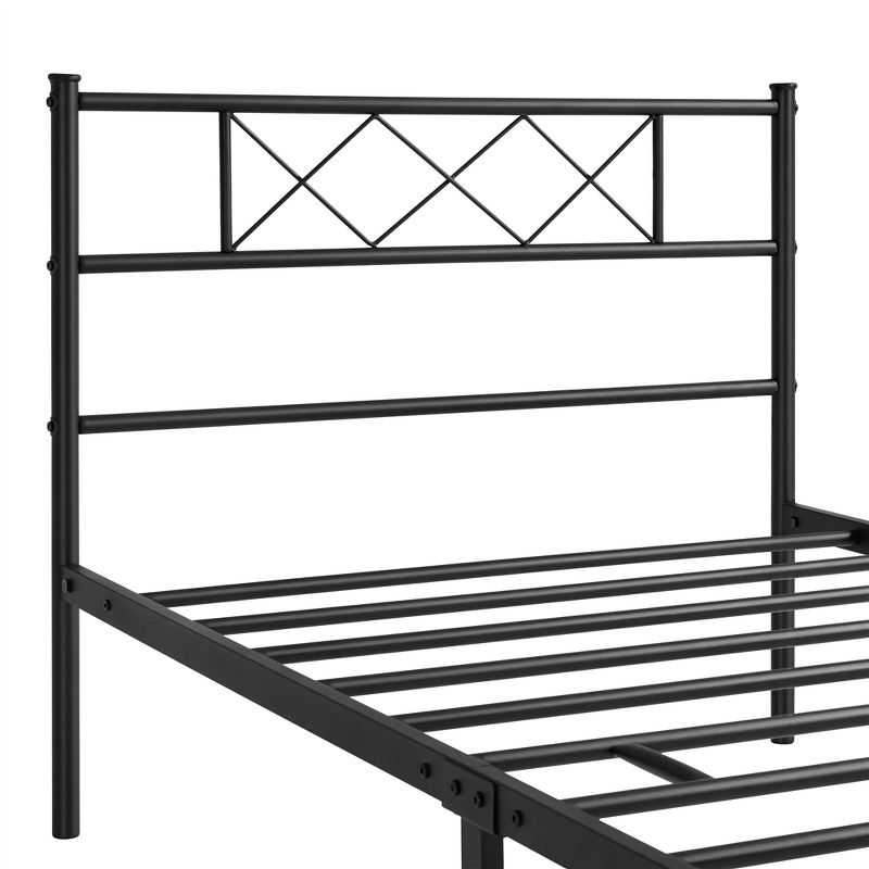 Yaheetech Simple Metal Bed Frame with Headboard&Footboard Slatted Bed Base, 4 of 7