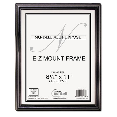 NuDell EZ Mount Document Frame Plastic 8 1/2 x 11 Black 10570