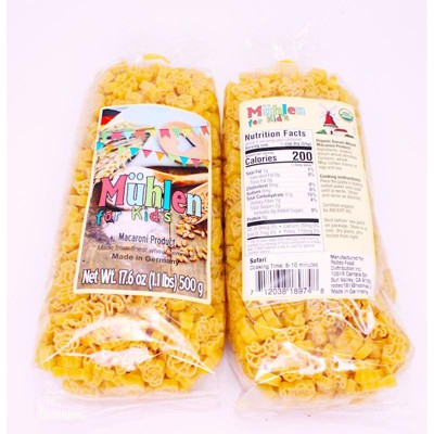Muhlen Safari Pasta For Kids Organic 500g - Animal Shaped Pasta With Whole Wheat, Perfect For Healthy Kids Meals