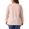 Agnes Orinda Women's Plus Size Lace Crew Neck Long Sleeve Knit Blouses - 4 of 4