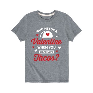 Boys' - Instant Message - Who Needs A Valentine Tacos Short Sleeve Graphic T-Shirt - 1 of 4
