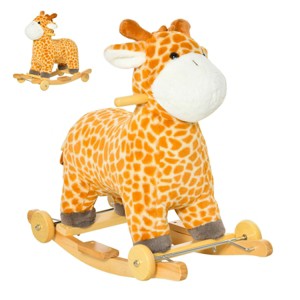 SEVOBAL Toy Vehicles Plush Giraffe Ride On Rocking Horse with Realistic Sounds for Kids Fun and Balance, Yellow, 24.75"*15"*24.75" - 1 of 4