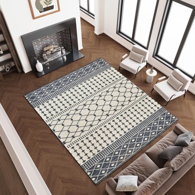 Belffin Moroccan Washable Area Rug. Non-Slip Backing Large Area Rugs