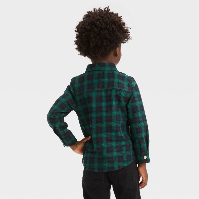OshKosh B&#39;gosh Toddler Boys&#39; Plaid Long Sleeve Flannel Shirt - Green, 2 of 4
