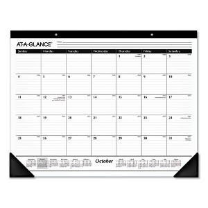 Academic Year Ruled Desk Pad, 21.75 x 17, White Sheets, Black Binding, Black Corners, 16-Month (Sept to Dec): 2024 to 2025 - 1 of 4