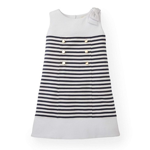 Hope & Henry Toddler Girls' Navy And White Front Button Placket Ponte ...