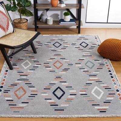 Marrakesh Grey and Blue Rust 8' x 10' Hand-Knotted Wool Rug