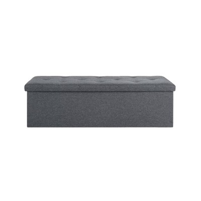FURNIinspire Ottomans And Benches Folding Storage, End of Bed Bench, Storage Chest, 47 Inches for Living Room, Bedroom, Grey, 47.24"*14.96"*14.96"