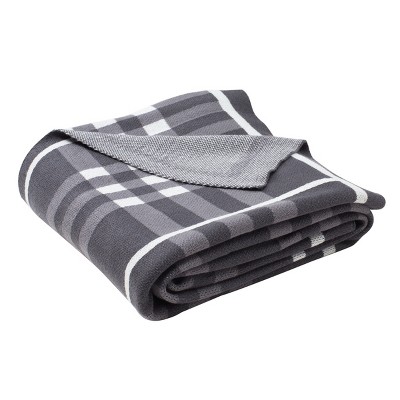 Unity Gingham Knit Throw Blanket - Dark Grey/Medium Grey/Ivory - 50" x 60" - Safavieh.