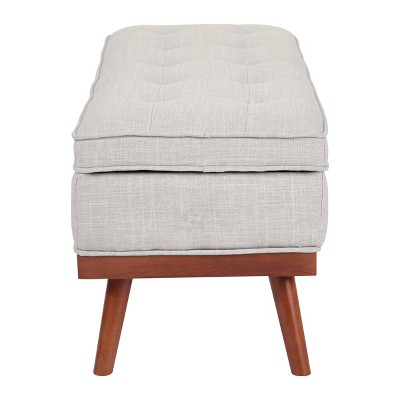 Katheryn Mid-Century Modern Grey Fabric Storage Bench