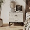 JIONJOY White Contemporary 2-Drawer Nightstand with Modern Bedside Table and Wooden Drawers - 4 of 4