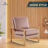LeisureMod Jefferson Accent Arm Chair Upholstered in Velvet with Gold Brass Finish Frame - 3 of 4
