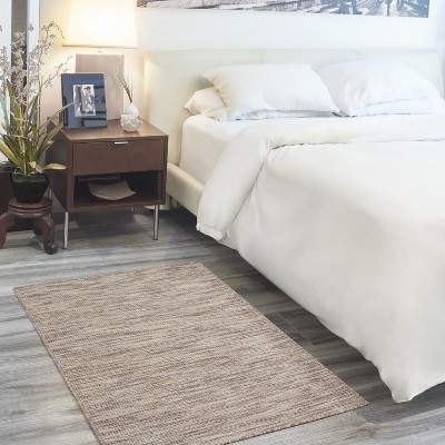 Beige Easy-Care Synthetic Rectangular Flatweave Rug