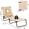 Summit Adventure 5-Position Folding Beach Chair - Padded Pillow & 330LB Capacity, No Assembly (Beige) - 3 of 4