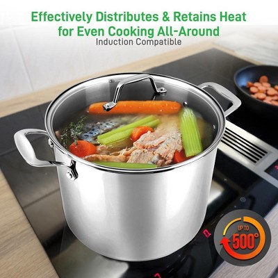 NutriChef 19-Quart Stainless Steel Stock Pot with Lid