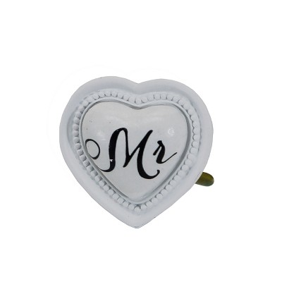 VIP Metal 2.5 in. White Mr Heart Shaped Knob