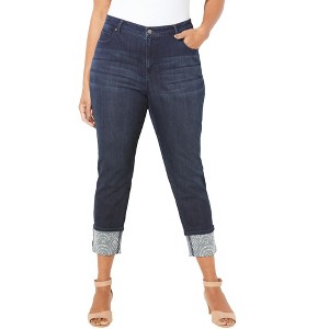 Catherines Women's Plus Size Shimmer Cuff Jean - 1 of 4