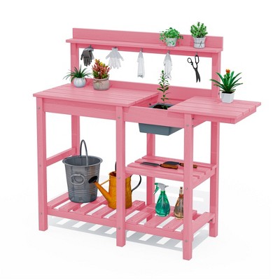 Hyleory HDPE Weather-Resistant Potting Bench Table with Storage Shelf