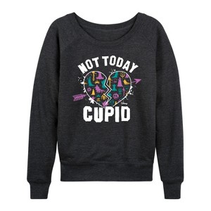 Women's - Disney Villains - Valentine's Day Lightweight French Terry Wide Neck Long Sleeve Shirt - 1 of 4