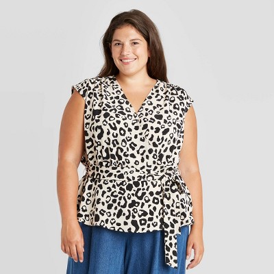 white wrap blouse plus size