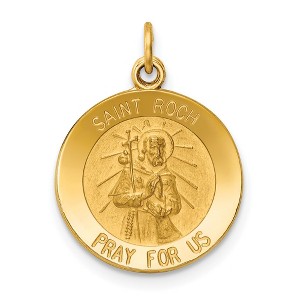 Black Bow Jewelry 14k Yellow Gold Solid St. Roch Medal Charm or Pendant - 1 of 4