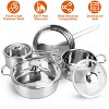 Angel Sar Stainless Steel Cookware Set, 7-Piece Induction Pots and Pans Set with 3.7QT Stockpot, 2QT Saucepan, Frying Pan, Even Heat Distribution - 2 of 4