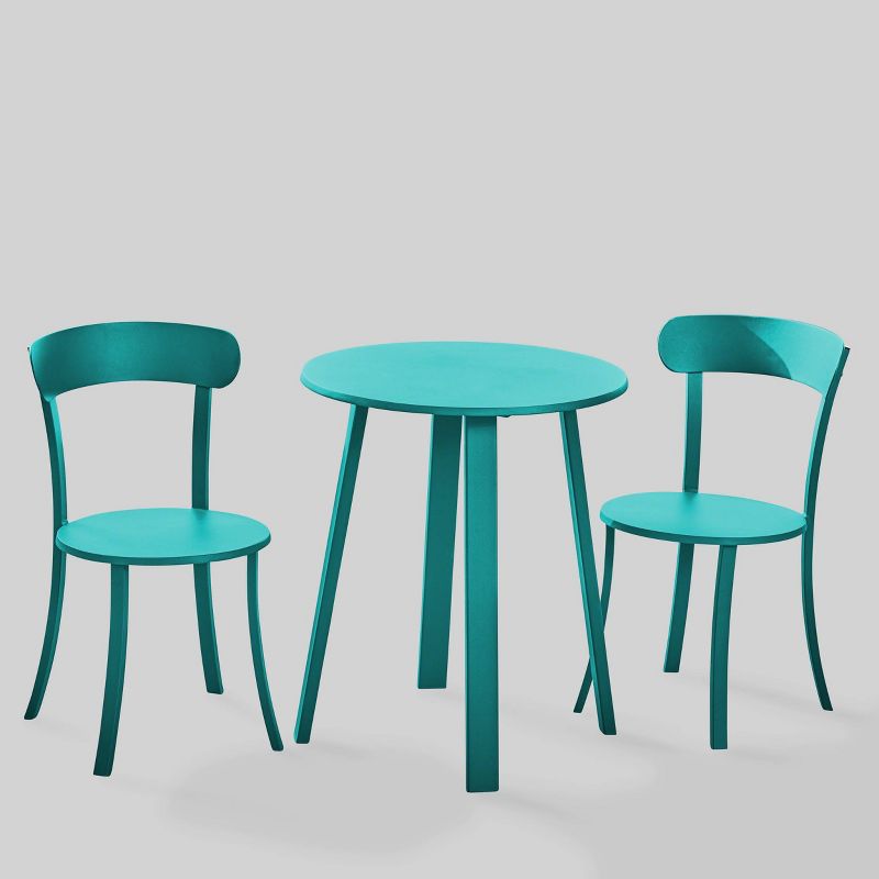 Barbados 3pc Patio Bistro Set - Matte Teal - Christopher Knight Home, 3 of 7