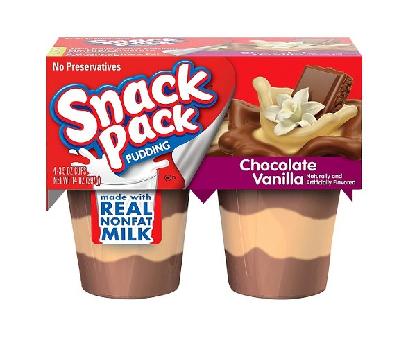 Hunts Snack Pack Chocolate & Vanilla - 3.5oz 4pk