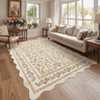 Scalloped Floral Rug Washable Non-Slip Boho Hallway Rug Soft Carpet for Kitchen, Bathroom, Laundry, Entryway - 4 of 4