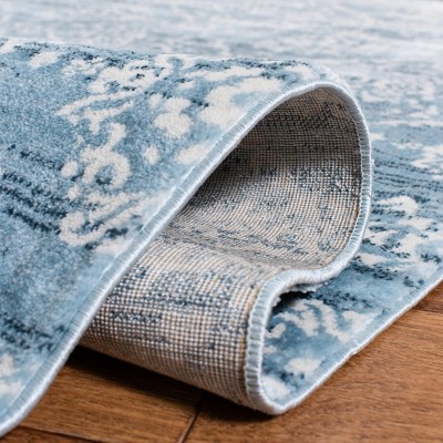 Isabella Denim Blue and Ivory Synthetic Square Area Rug