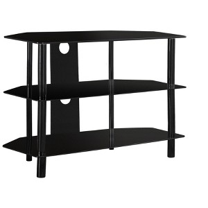 Monarch Specialties Tv Stand 36 Inch Console Media Entertainment Center Storage Shelves Tempered Glass Metal Black Clear Contemporary Modern - 1 of 4