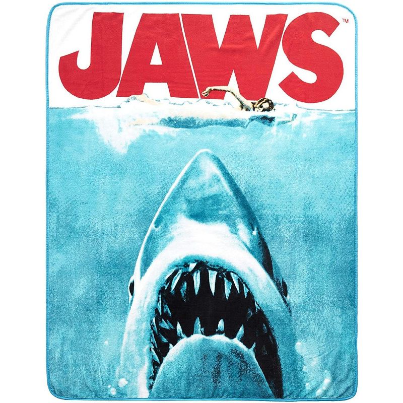 Silver Buffalo JAWS Movie Poster 50x60 Inch Micro-Plush Throw Blanket, 1 of 4