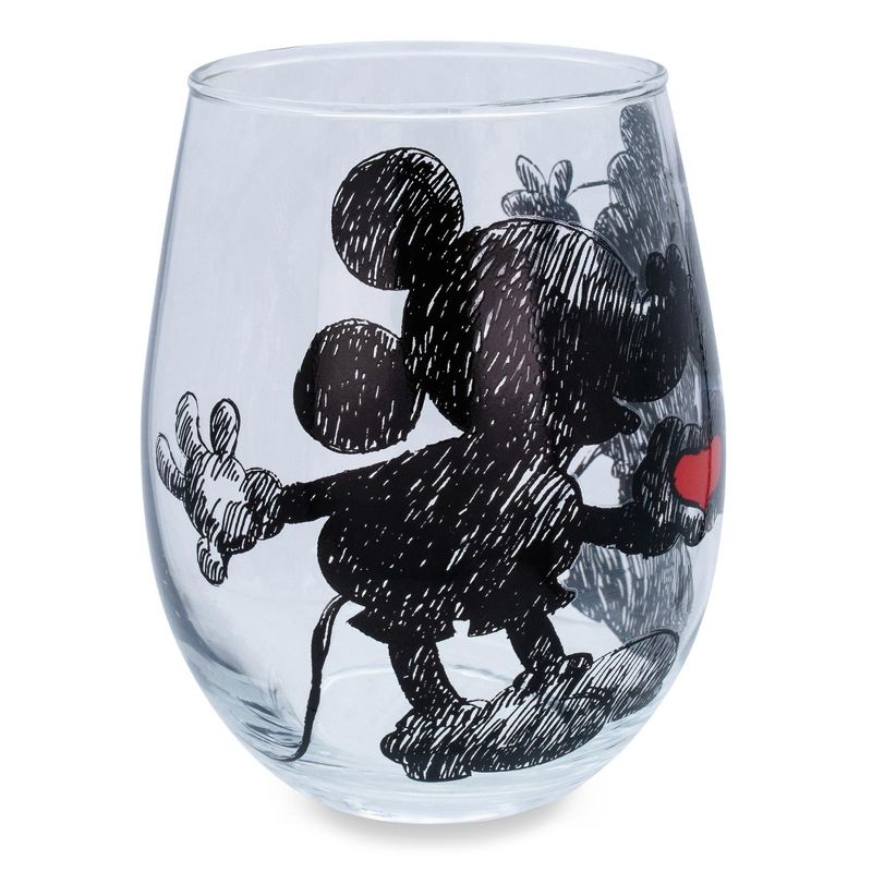 Silver Buffalo Disney Mickey and Minnie Mouse Teardrop Stemless Wine Glass | Holds 20 Ounces, 2 of 7