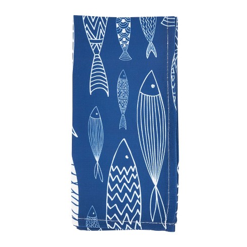 Saro Lifestyle Fish Print Table Napkins (set Of 4) : Target