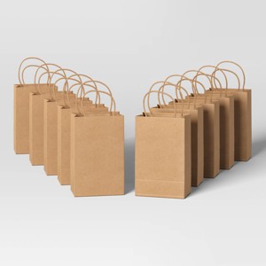 10pk Christmas Junior Tote Solid Brown Kraft - Wondershop™ - 1 of 3