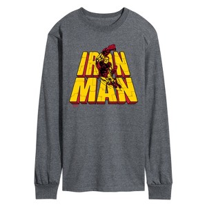 Men's - Marvel - Iron Man Stacked Name Oversized Long Sleeve Graphic T-Shirt - 1 of 4