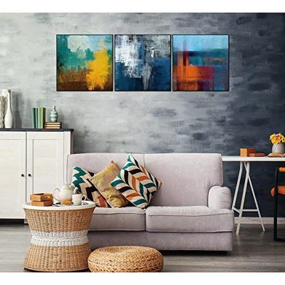 Whiteline Modern Living Terra 3-Piece 28"x28" (each) Canvas Wall Art, Black PS Frame