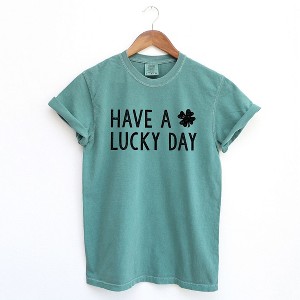 Simply Sage Market Women's Have A Lucky Day Clover Short Sleeve Garment Dyed Tee - 1 of 4