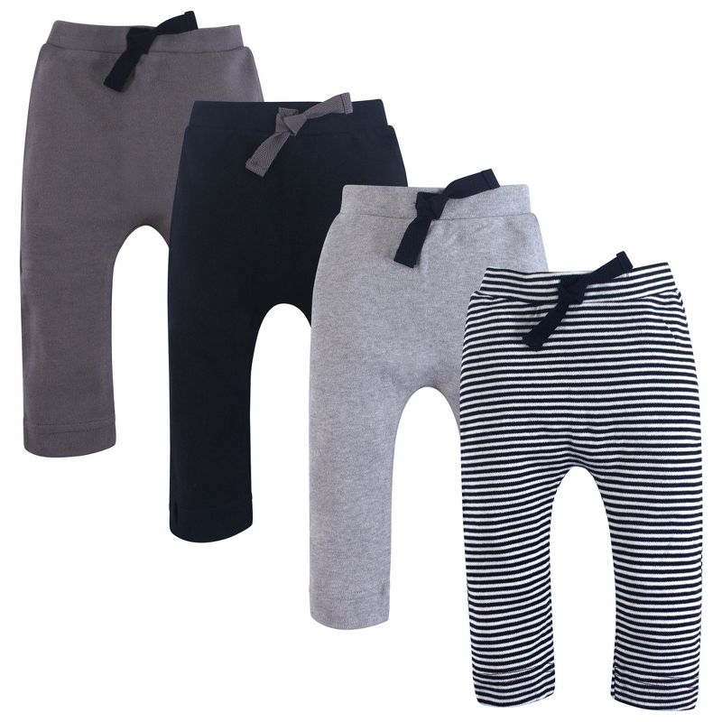 Touched by Nature Baby and Toddler Boy Organic Cotton Pants 4pk, Black Gray, 1 of 3