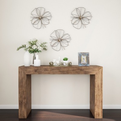 Silver and Gold Layered Wire Flower Wall Sculpture