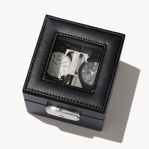 Personalization Mall Vegan Leather 2 Slot Watch Box - 1 of 4