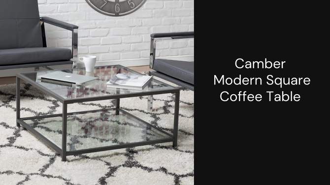 30&#34; Camber Modern Square Coffee Table with Clear Glass Pewter - Studio Designs Home, 2 of 11, play video